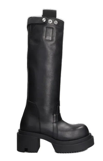 Rick Owens Black Porterville Knee Pull On Bogun Tall Boots