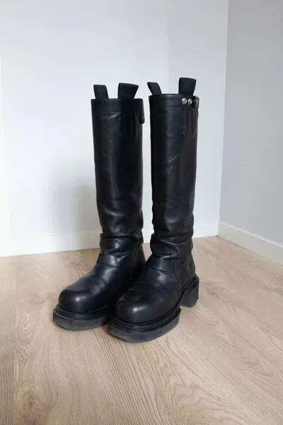 Pre-owned Rick Owens Knee High Bogun Boots In Black