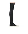 Rick Owens Black Leather High Knee Sneakers In Black