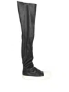 Rick Owens Knee High Sneakers Contrast Sole In Blue