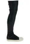 Rick Owens Black Knee-high Sneakers With Platform In Leather Woman In Black