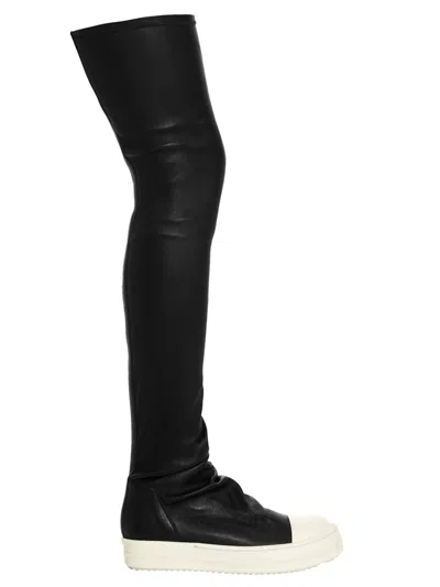 Rick Owens Knee High Stocking Sneaks Boots In Black