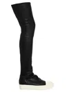 Rick Owens Black Knee-high Sneakers With Platform In Leather In Black