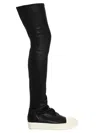 Rick Owens Black Knee-high Sneakers With Platform In Leather Woman