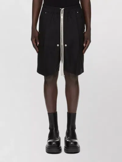 Rick Owens Knee Length Cargo Shorts Back Pockets In Black