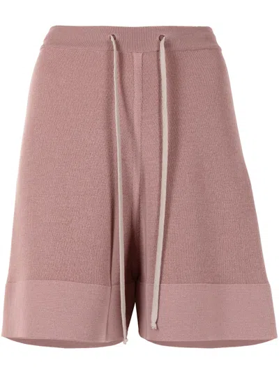 Rick Owens Knee-length Knitted Shorts In Pink