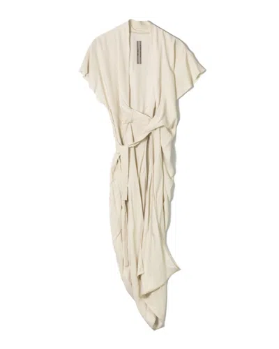 Rick Owens Knee-length Silk Dress With Wraparound Design In Neutral