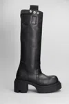 Rick Owens Womens Black Mega Tractor Pull-on Leather Boots Eur 38/5 Uk In Black