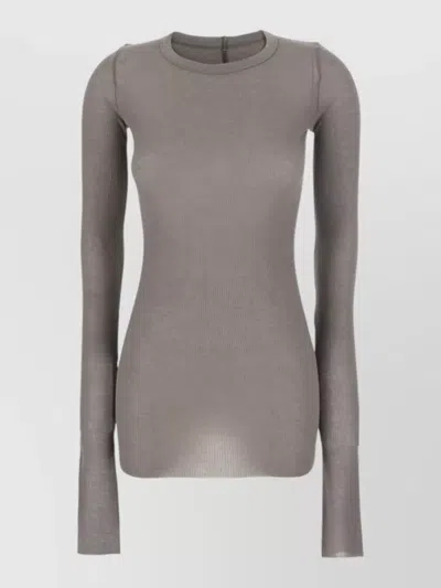 Rick Owens Knit Crew Neck Long Sleeve Sweater In Brown
