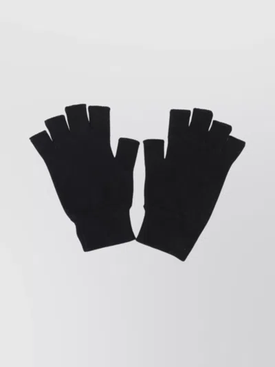 Rick Owens Knit Fingerless Gloves Ribbed Cuffs