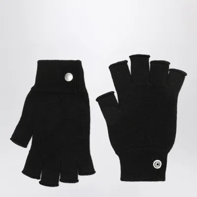 Rick Owens Knit Fingerless Gloves With Fold-over Flap In Black