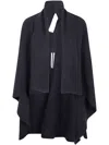 Rick Owens Knit Hooded Medium Wrap Cardigan In Blue