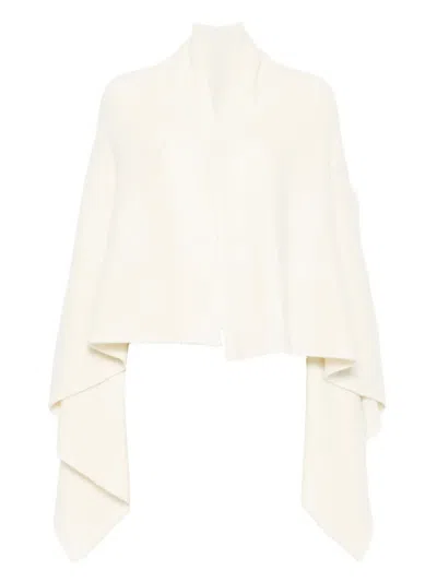Rick Owens Knit Hooded Medium Wrap Cardigan In Neutral