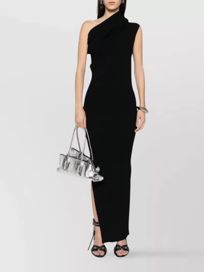 Rick Owens Knit One Shoulder Maxi In Black