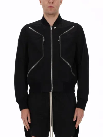 Rick Owens Knit Rib Sports Jacket For Men In Black
