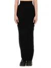 Rick Owens Soft Cotton Long Skirt With Back Split In Black