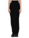 Rick Owens Soft Cotton Long Skirt With Back Split In Black