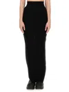 Rick Owens Soft Cotton Long Skirt With Back Split In Black