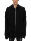 Rick Owens Hooded Knit Sweater Featuring Ribbed Finish In Black