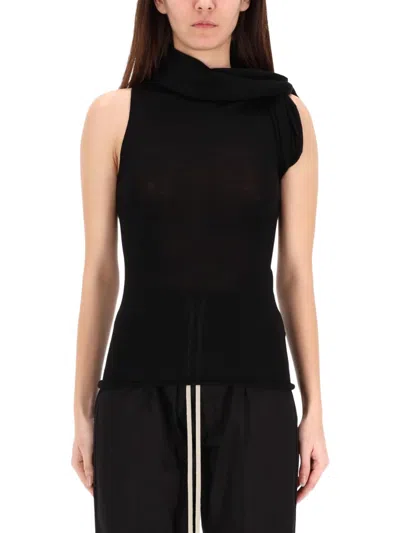 Rick Owens Knit Twist Top In Black