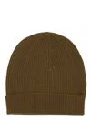 Rick Owens Folded Cuff Ribbed Texture Knitted Beanie Hat In Brown