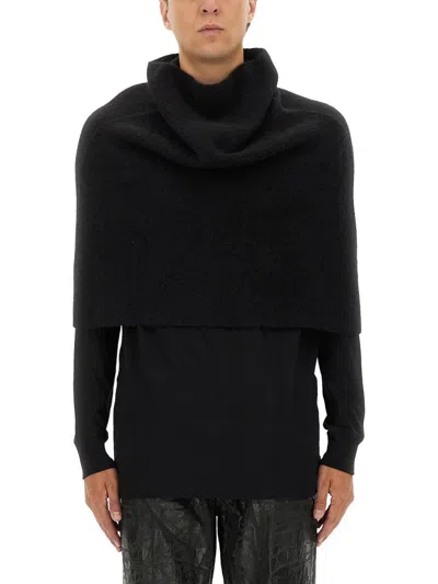 Rick Owens Knitted Cape In Black