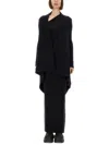 Rick Owens Draped Hem Knit Cardigan In Black