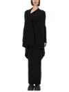 Rick Owens Draped Hem Knit Cardigan In Black