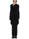 Rick Owens Draped Hem Knit Cardigan In Black