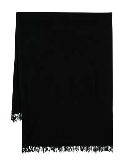 Rick Owens Knitted Cashmere Scarf In Black