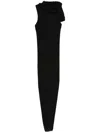 Rick Owens Black Knitted Wool Long Dress In Schwarz