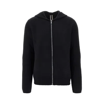 Rick Owens Knitted Full-zip Hoodie In Black