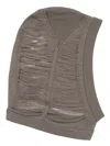 Rick Owens Maglia Distressed Merino Wool Hood In Gray