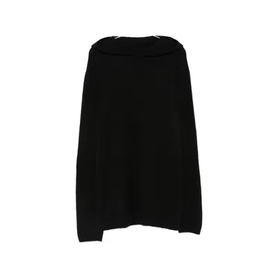 Rick Owens Knitted Hooded Sweater In Black