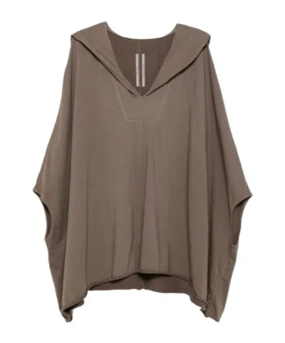 RICK OWENS RICK OWENS V-NECK OVERSIZED HOODIE
