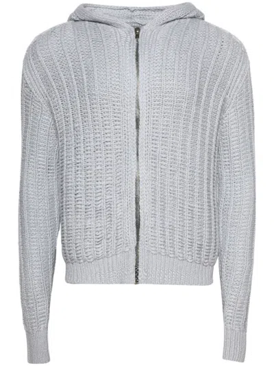 Rick Owens Knitted Hoodie In Blue