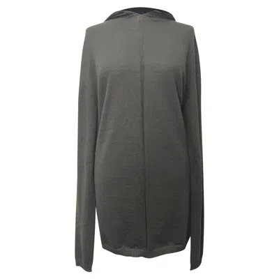 Rick Owens Knitted Hoodie In Black Wool In Gray