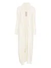 Rick Owens Long Ribbed Knit Cardigan With Shawl Collar In White