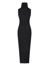 Rick Owens Ribbed Texture Turtleneck Knee Length Dress In Black