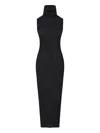 Rick Owens Ribbed Texture Turtleneck Knee Length Dress In Blue