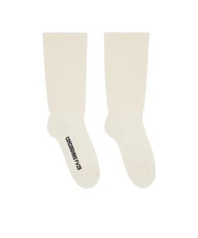 Rick Owens Knitted Mid-calf Socks In White