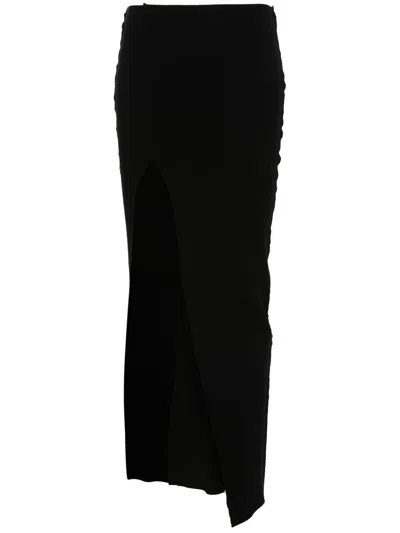 Rick Owens Knitted Midi Skirt In Black