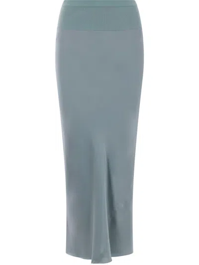 Rick Owens Knitted Midi Skirt In Blue