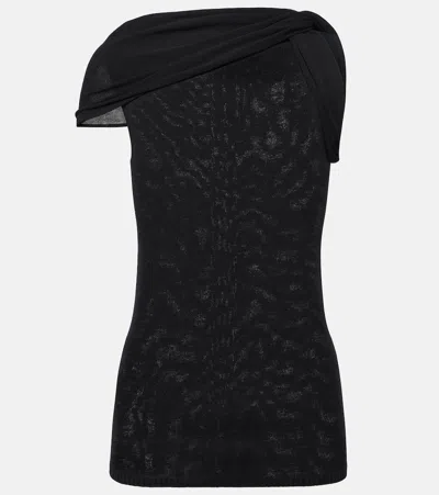 Rick Owens Knitted One-shoulder Top In Black
