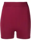 Rick Owens Dark Pink Dark Pink Black High Waist Knitted Shorts