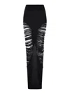 Rick Owens Long Skirt With Cut-out Design And Distressed Effect In Black