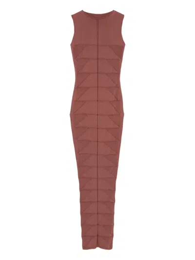 Rick Owens Knitted Sleeveless Midi Dress In Brown