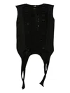 Rick Owens Wool Distressed Tank Top In Black