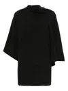 Rick Owens Asymmetric Draped Knit Top Cape In Black