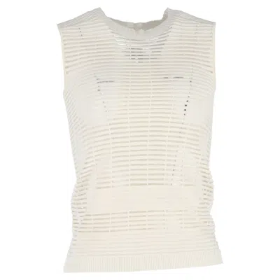 Rick Owens Knitted Vest Top In Cream Cotton In White